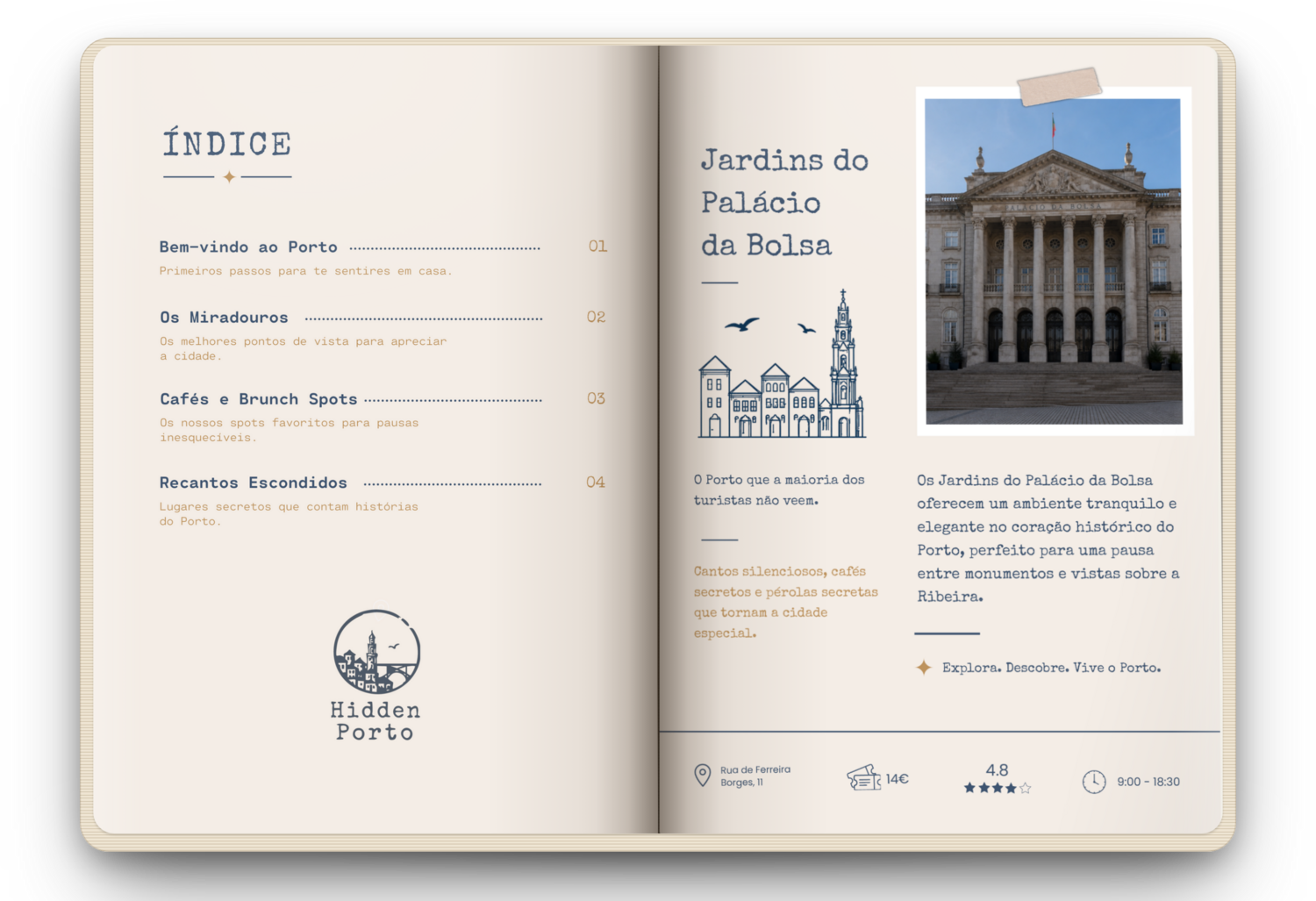 Hidden Porto book open at the index