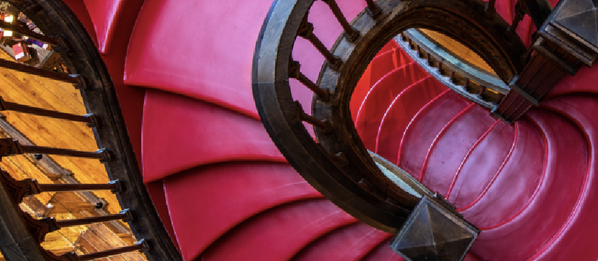 The famous sweeping staircase inside Lello Bookstore